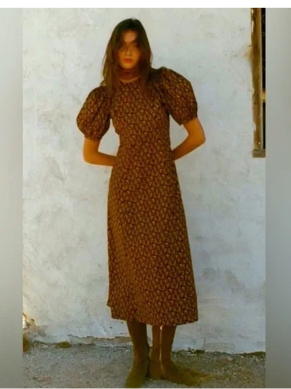 DÔEN Blair Floral Puff Sleeve Midi Dress in Noir Fleurs Avignon - XL